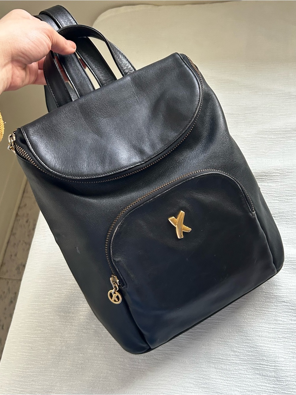 Vintage Paloma Picasso black leather mini backpack